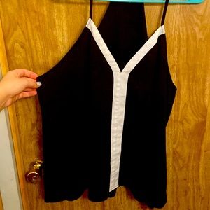Black Dress Tank with White Stripe